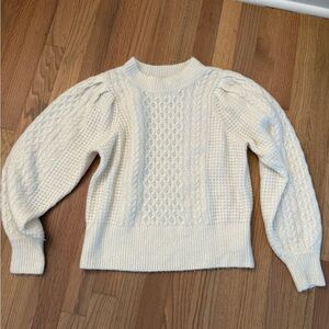 Abercrombie & Fitch Off-White Cable Knit Sweater with Pearls